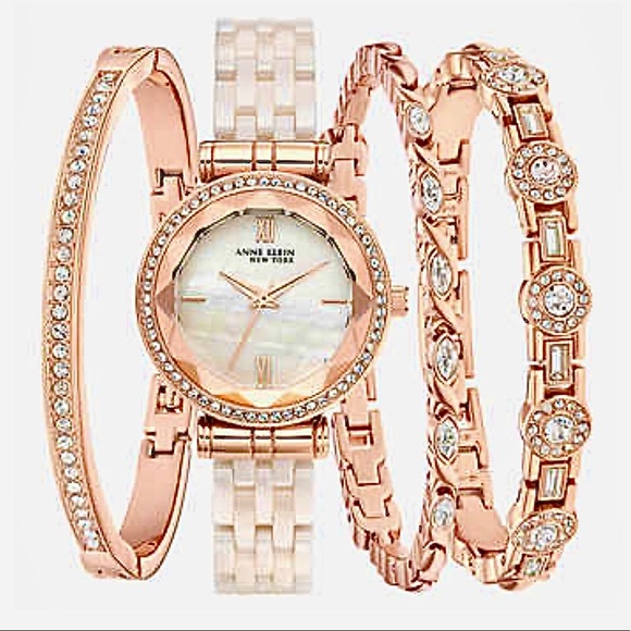 Anne Klein Ceramic Bracelet Watch Set - Picture 2 of 5